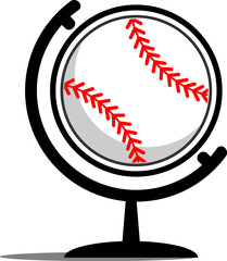 Globe stand with baseball inside