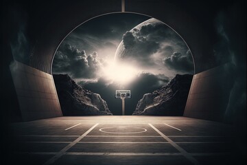 Digital illustration about basketball and sports. Generative AI.