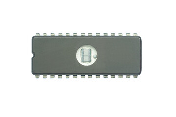 A top-veiw of a Eprom that open a UV eraser for reflash a program.