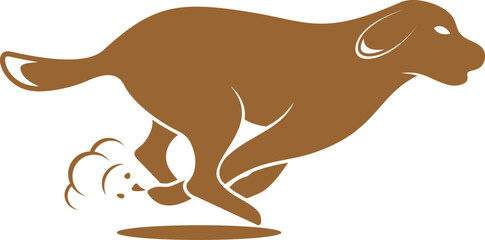 Silhouette running dog with shadow