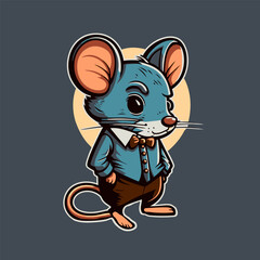 cute mouse character mascot logo cartoon vector illustration