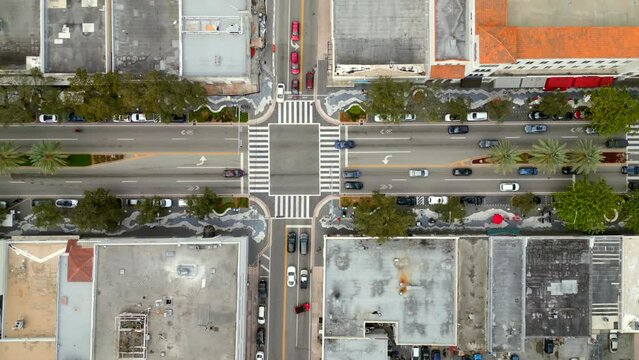 Aerial overhead video Miracle Mile Coral Way Miami