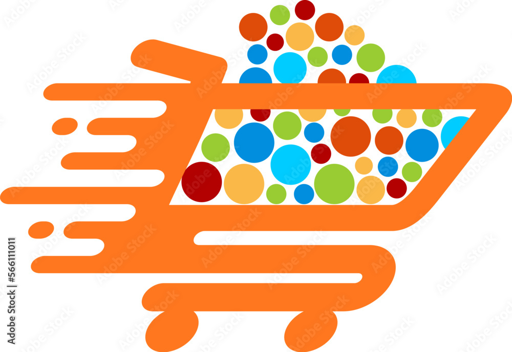 Wall mural fast shopping cart with random circle inside