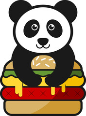 Burger with cute baby panda