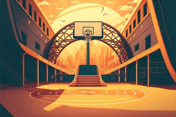 Digital illustration about basketball and sports. Generative AI.