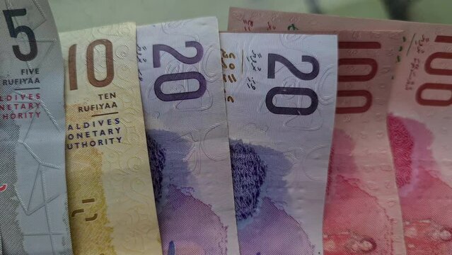 Maldivian Rufiyaa Banknotes, Money on Maldives Islands, Close Up
