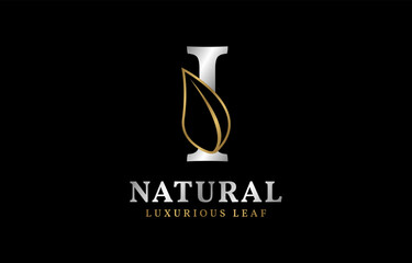 letter I natural luxurious leaf