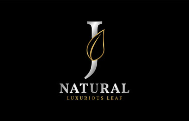 letter J natural luxurious leaf