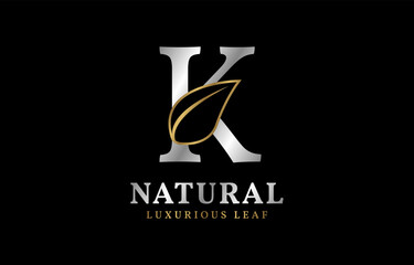 letter K natural luxurious leaf
