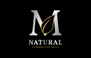 letter M natural luxurious leaf