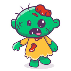 Cute baby zombie cartoon vector icon illustration