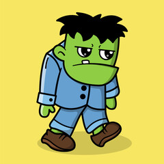 Fototapeta premium Cute frankenstein cartoon vector icon illustration