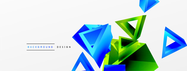 3d triangle abstract background. Basic shape technology or business concept composition. Trendy techno business template for wallpaper, banner, background or landing