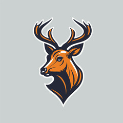 Deer head logo mascot icon illustration on isolated background