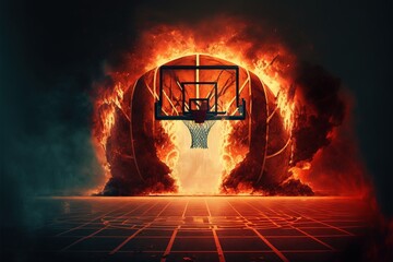 Digital illustration about basketball and sports. Generative AI.
