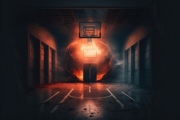 Digital illustration about basketball and sports. Generative AI.