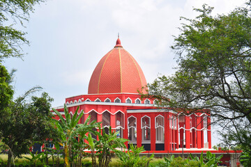 Moekhlas Sidik Mosque, Pandaan District, Pasuruan, East Java, Indonesia. in the morning with blue...