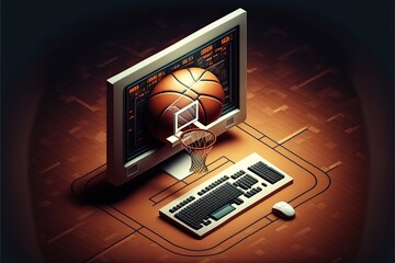 Digital illustration about basketball and sports. Generative AI.