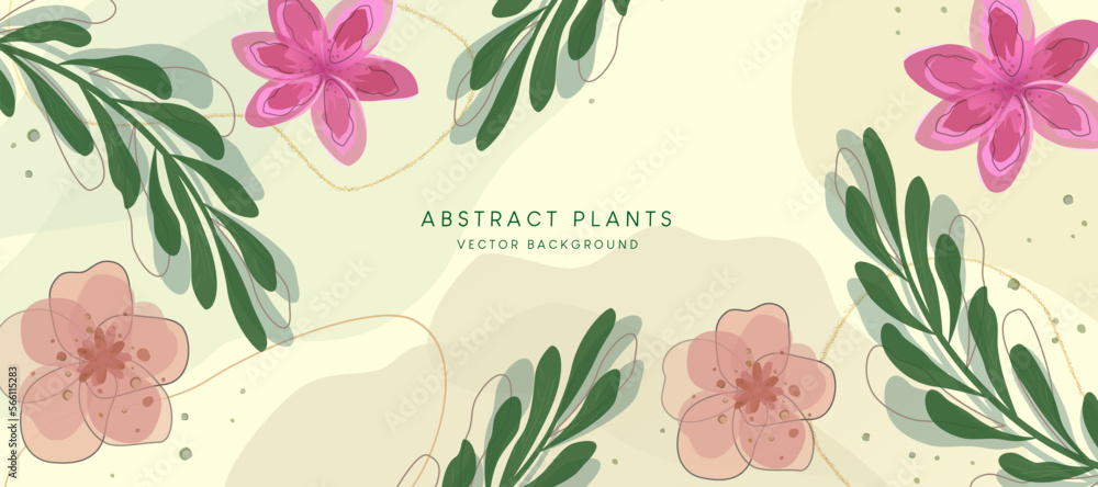 Poster abstract plant vector background. abstract plants vector background text with green plants and color