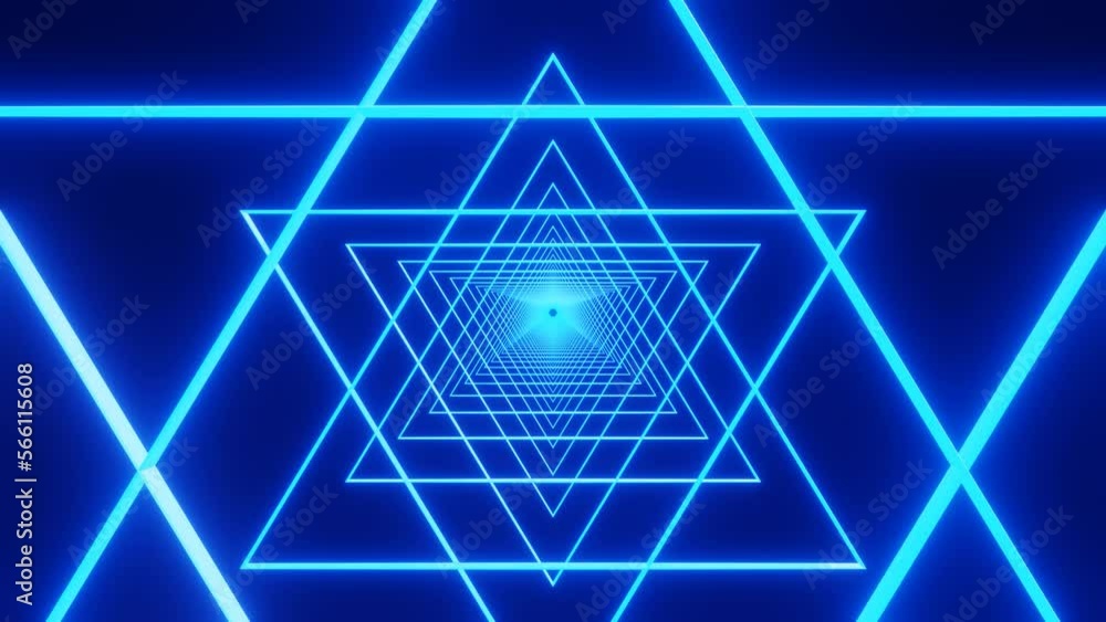 Aufkleber camera slow motion through glowing blue hexagonal stars. looped abstract background. 3d render
