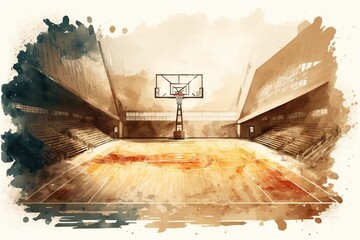 Digital illustration about basketball and sports. Generative AI.