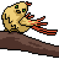 Obraz premium pixel art bird on branch