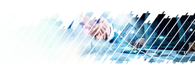 Business deal and handshake, Business strategy, Data and economic growth graph chart on business...