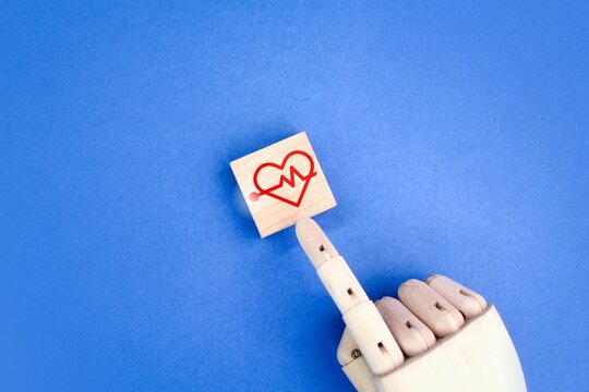 finger pushing stick with heartbeat or health icon. health awareness concept