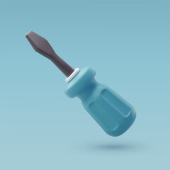 3d Vector Screwdriver, Construction and Maintenance Icon for Web Design.