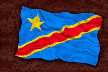 National flag  of Congo Democratic Republic. Background  with flag  of Congo Democratic Republic