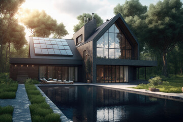 Obraz premium A house with solar panels
