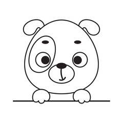 Coloring page cute little dog head. Coloring book for kids. Edudogional activity for preschool years kids and toddlers with cute animal. Vector stock illustration