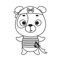 Coloring page cute little pirate dog. Coloring book for kids. Edudogional activity for preschool years kids and toddlers with cute animal. Vector stock illustration
