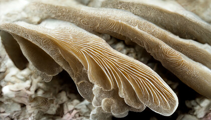 Fototapeta premium Close up of gills of oyster mushroom vegetable food