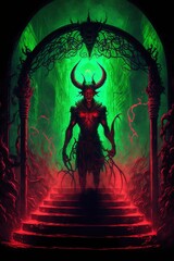 the demon standing in front of the gate with Generative AI