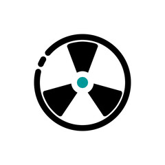 Fototapeta premium Radiation vector sign, Biohazard sign, Toxic sign. Turquoise color.
