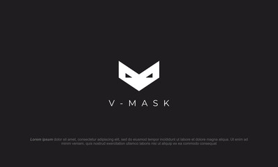 illustration vector graphic designs. pictogram logo combination abstract letter V, ninja mask, fox © Bi.Std