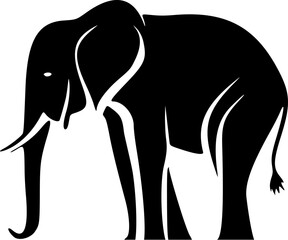 Make a bold statement with our striking black and white modern elephant logo.
