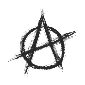 Anarchy brush symbol. Anarchy grunge style. Anarchy ink icon isolated on white background