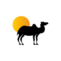 camel and sun vector icon logo design template,camel logo design template,vintage camel vector illustration.
