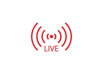 Live streaming icon. Red symbol and button of live streaming, broadcasting, online stream. Lower third template for tv, show, movie and live performance.