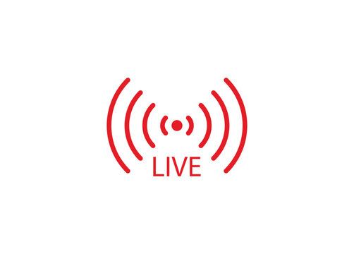 Live streaming icon. Red symbol and button of live streaming, broadcasting, online stream. Lower third template for tv, show, movie and live performance.