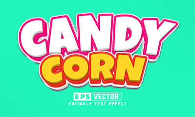Candy corn 3d editable text effect vector eps template