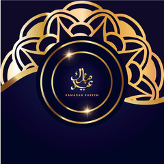 Ramadan Kareem islamic template with gold background Vector illustration design