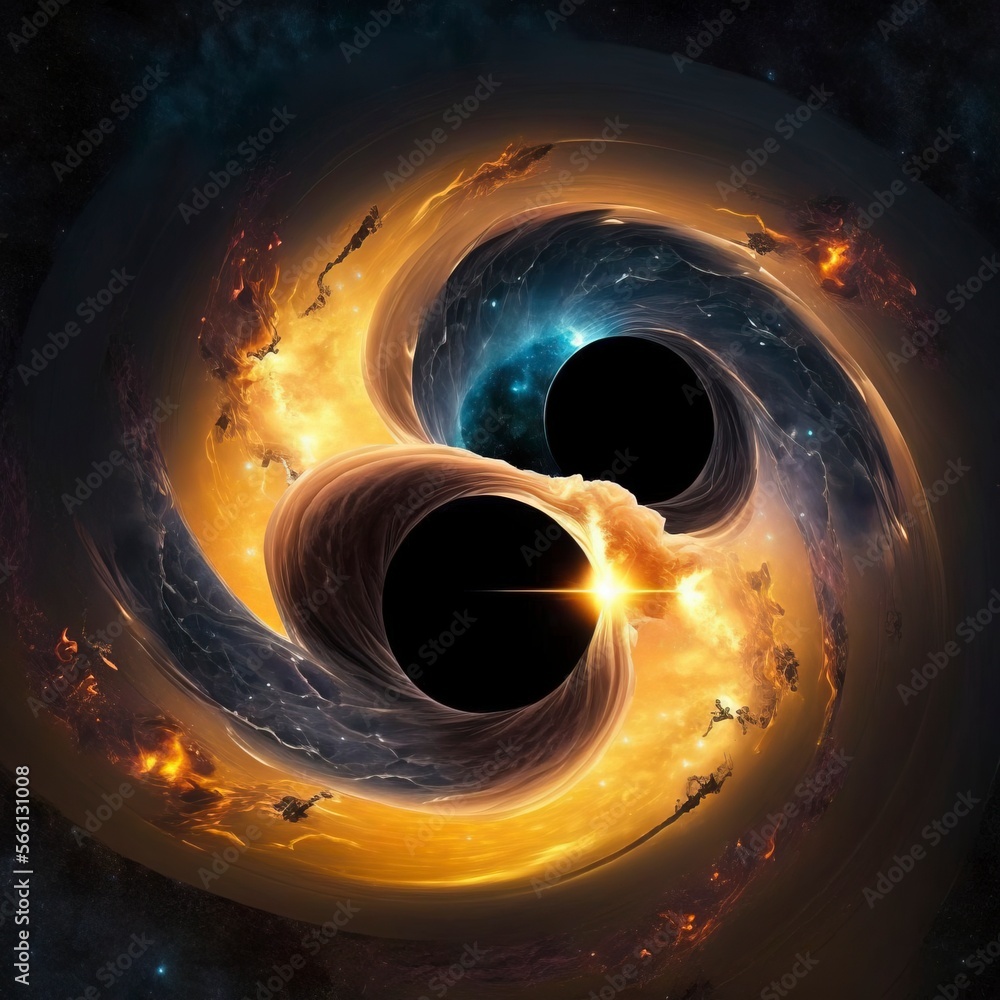 Canvas Prints black holes colliding with generative ai