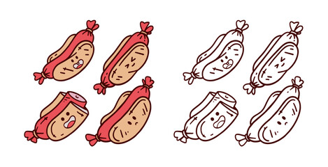 Children Coloring hot dog doodle art