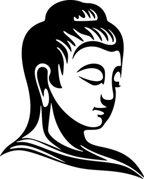 Black and white stylish logo with the image of Buddha.
