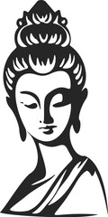 Black and white modern logo of a superb calm girl.