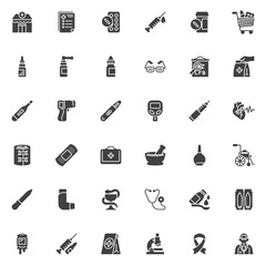 Pharmacy service vector icons set
