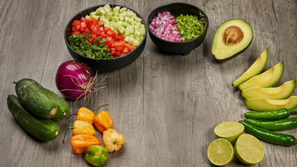 Tidy and chopped vegetables to prepare a shrimp broth